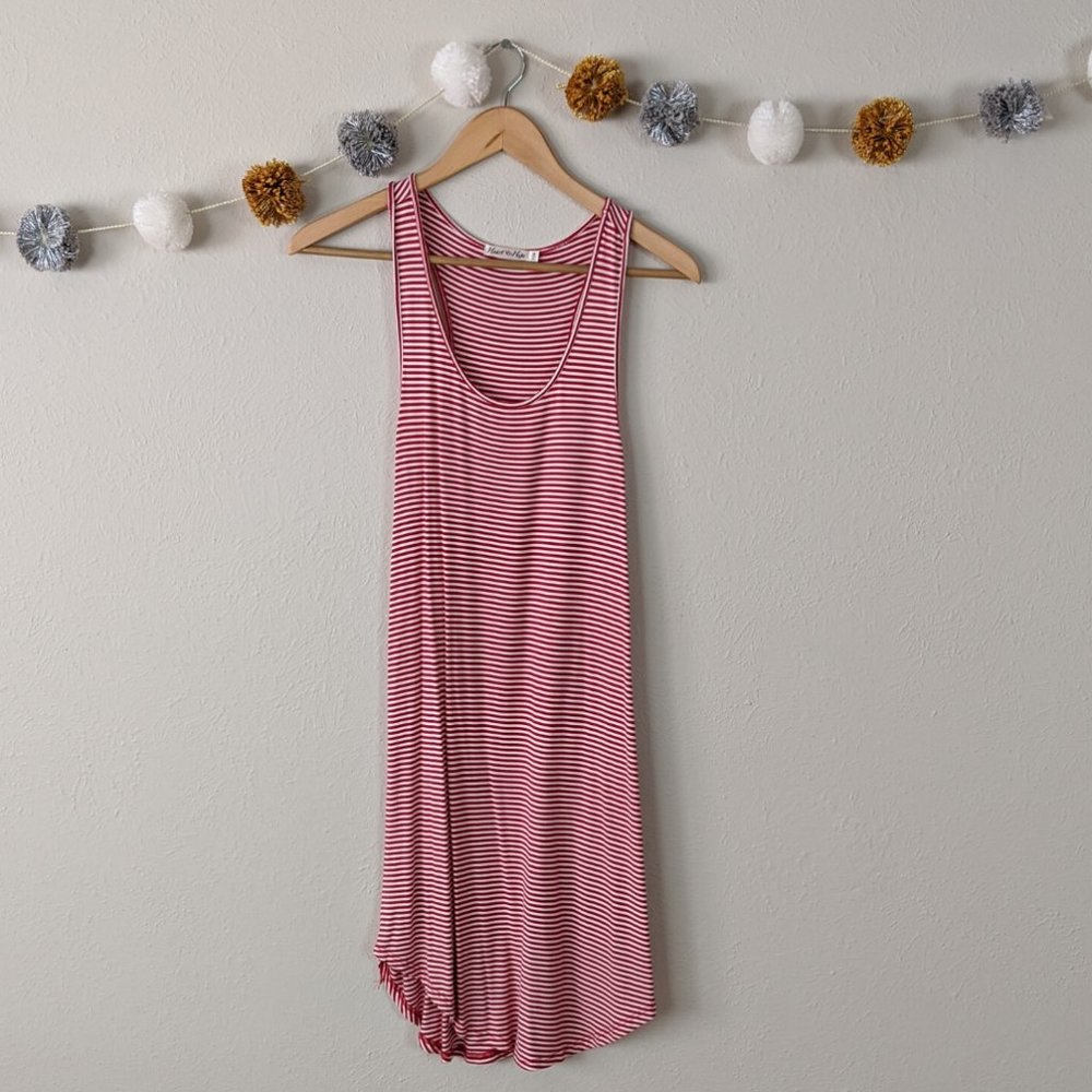 Red and White Stripe Knit Racerback Tank Dress